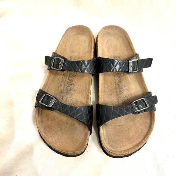 Birkis by Birkenstock Tahiti Soft Footbed Quilt Black Birko-Flor - Picture 1 of 5